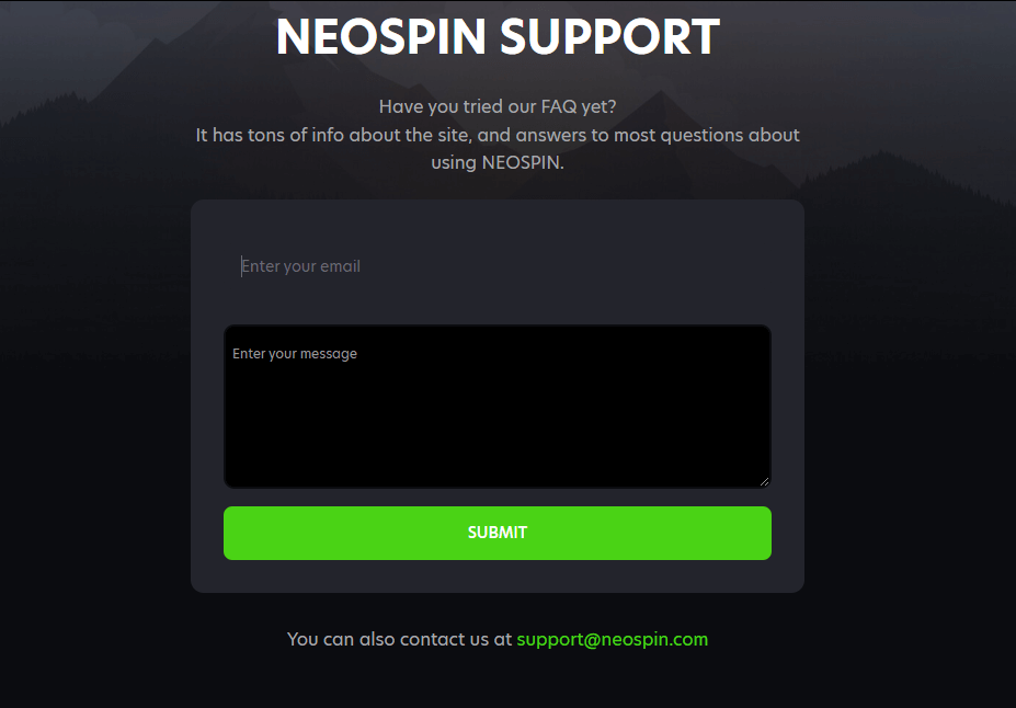 Neospin Casino Support